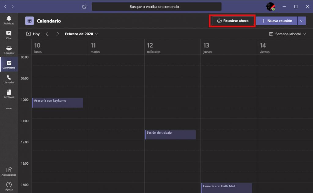 Reunirse ahora Microsoft Teams
