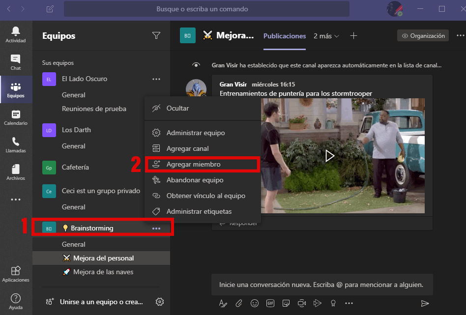 Añadir miembros a equipo rápidamente en Microsoft Teams