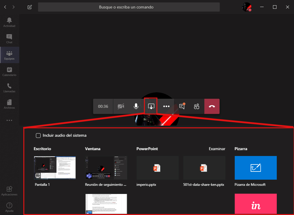 Compartir contenido en Microsoft Teams