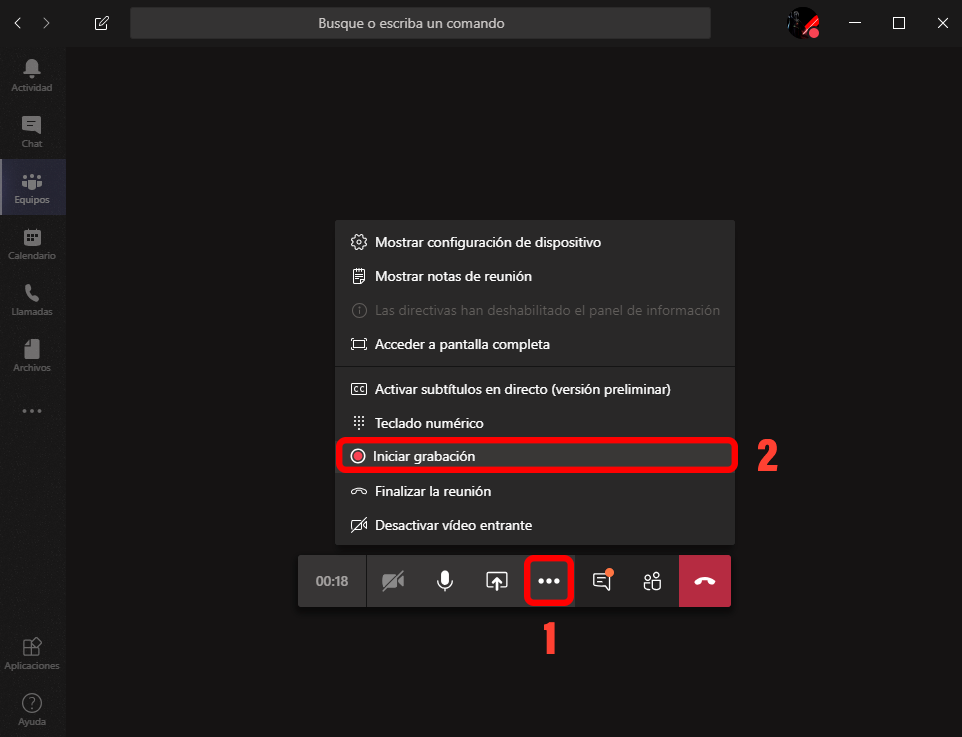 Cómo grabar una reunion de Microsoft Teams