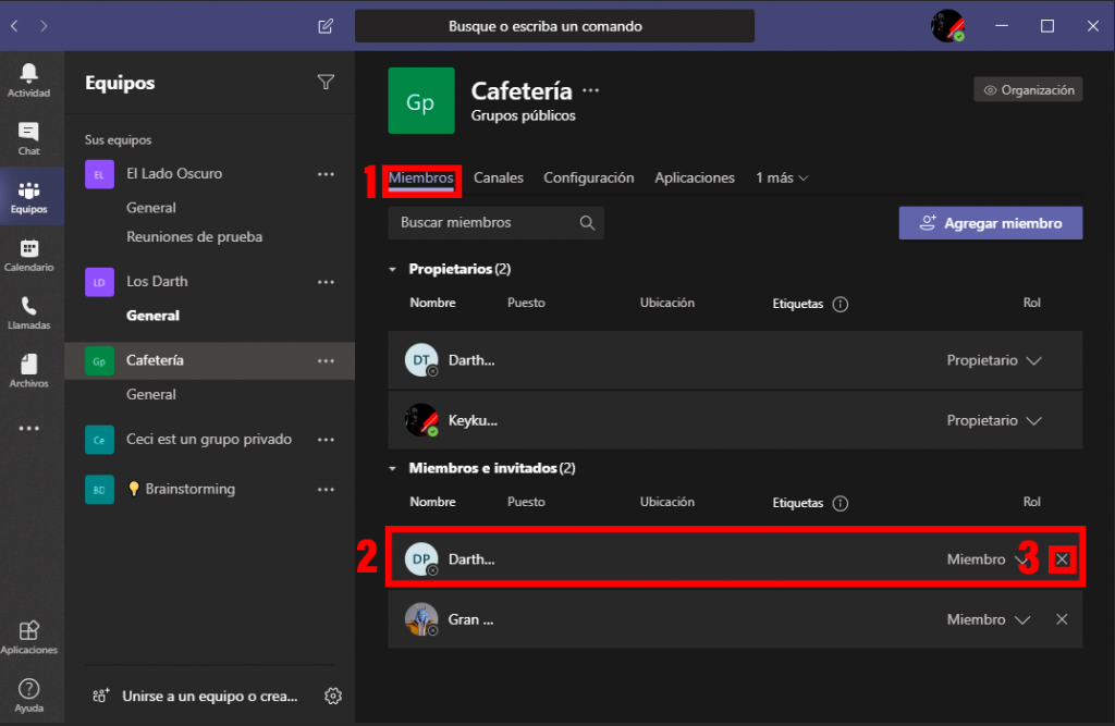 Cómo quitar miembros equipo en Microsoft Teams