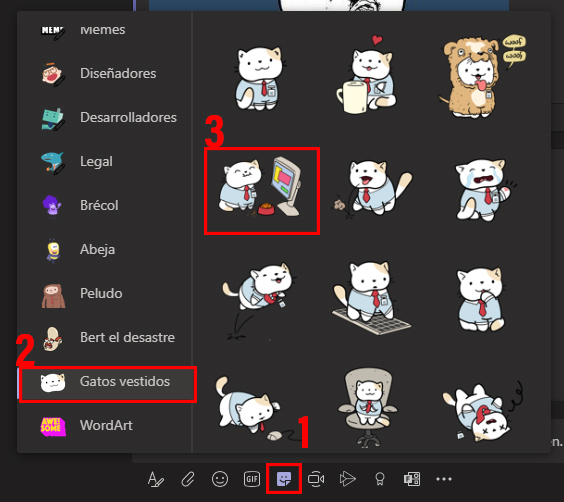Cómo utilizar adhesivos o stickers en Teams
