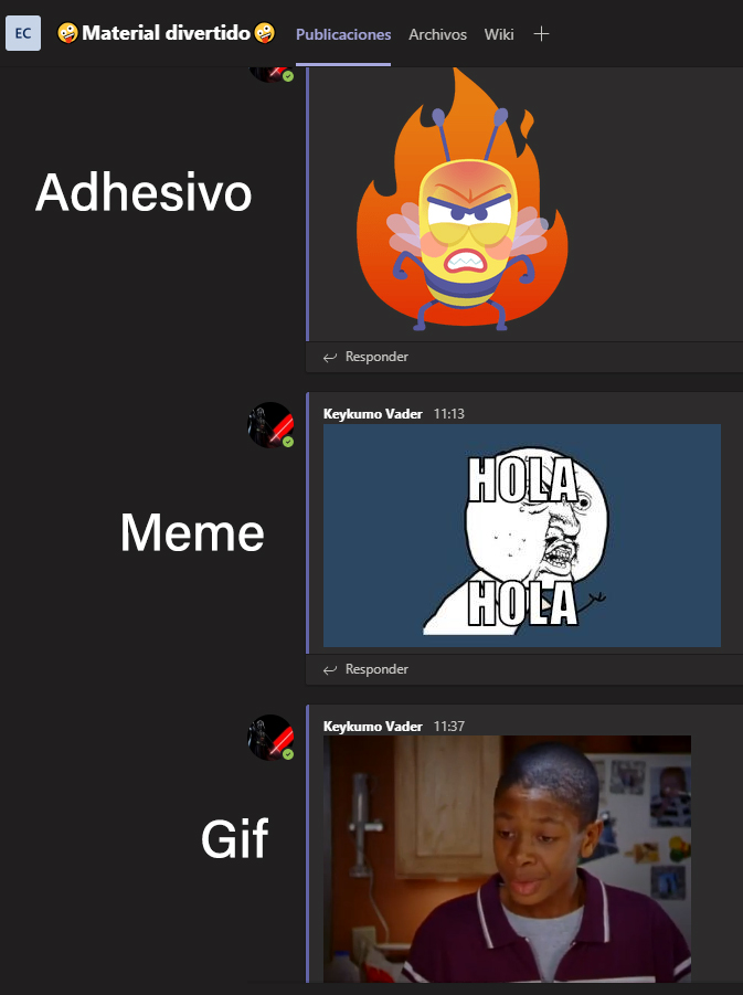 material divertido en Microsoft Teams