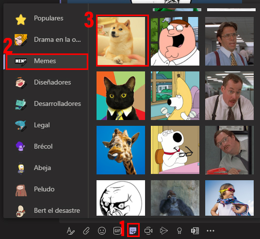 Cómo utilizar memes en Teams