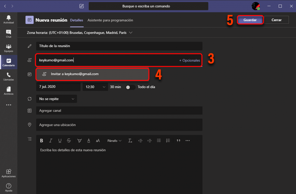 crear reuniones con externos en microsoft teams