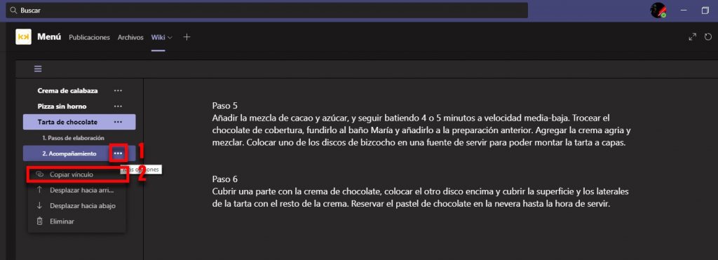 Enlazar secciones de una wiki