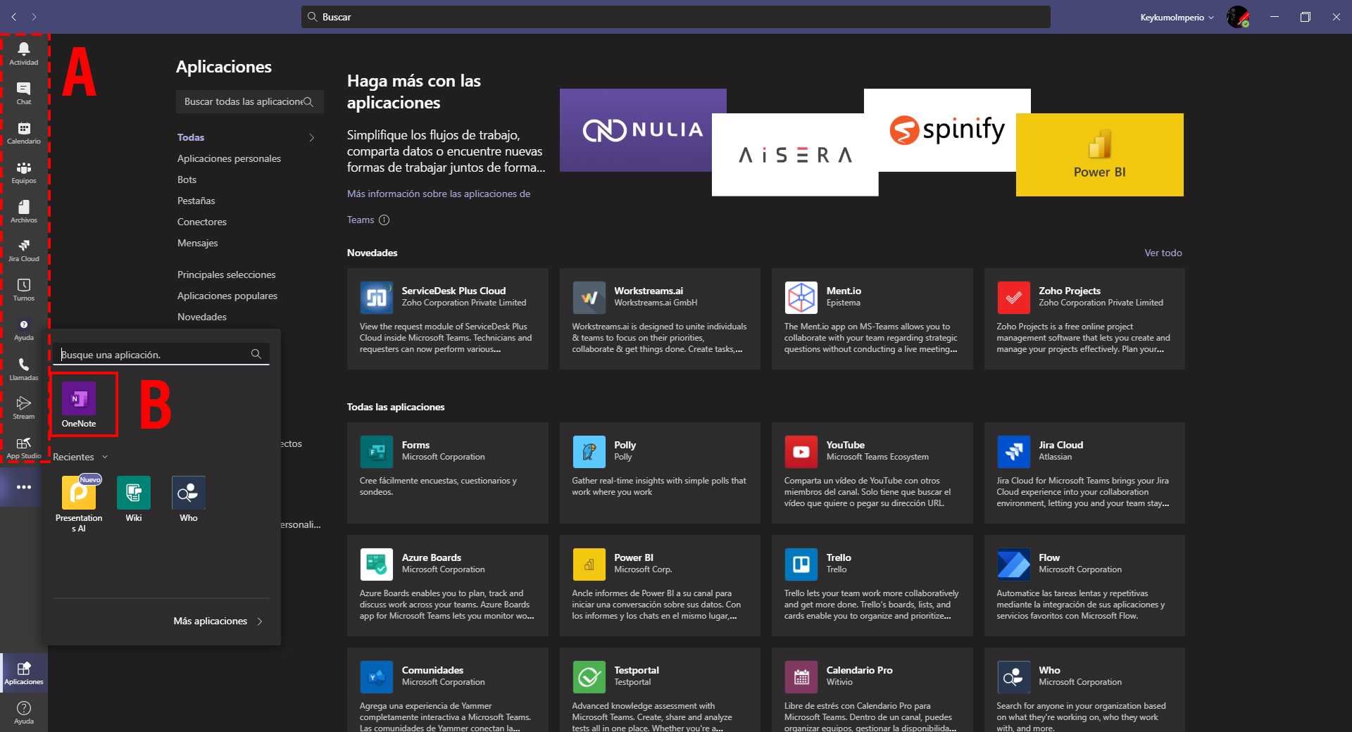Aplicaciones ancladas en Microsoft Teams