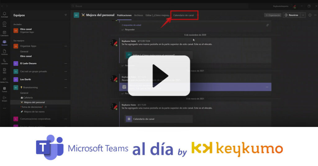 Cómo crear una reunión en el calendario compartido del canal - 2021