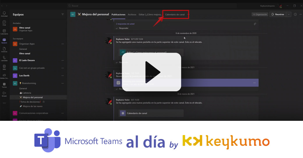 Cómo crear una reunión en el calendario compartido del canal - 2021