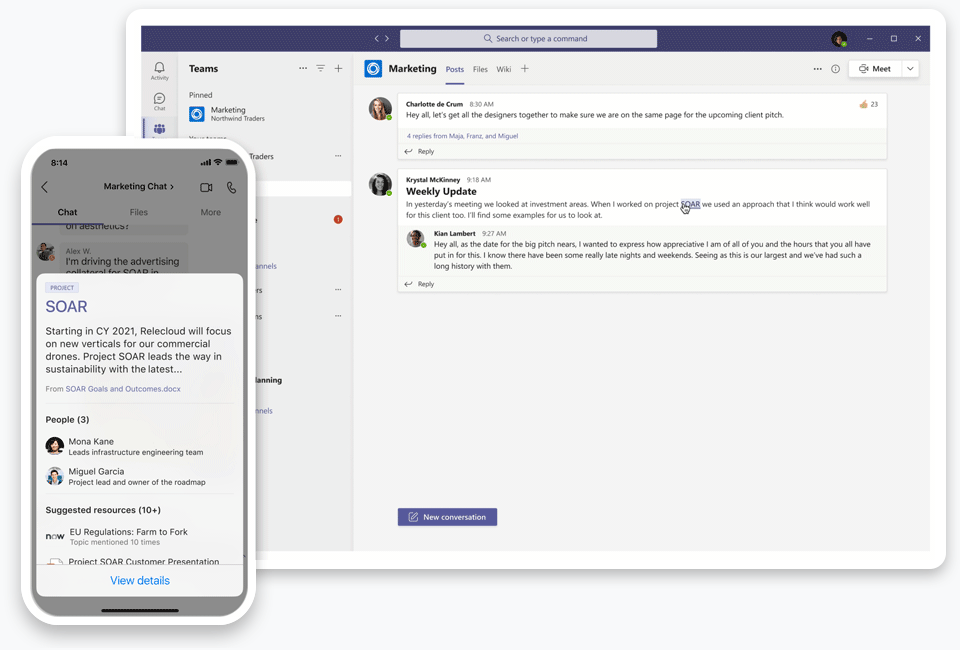 Microsoft Viva integrado con Microsoft Teams