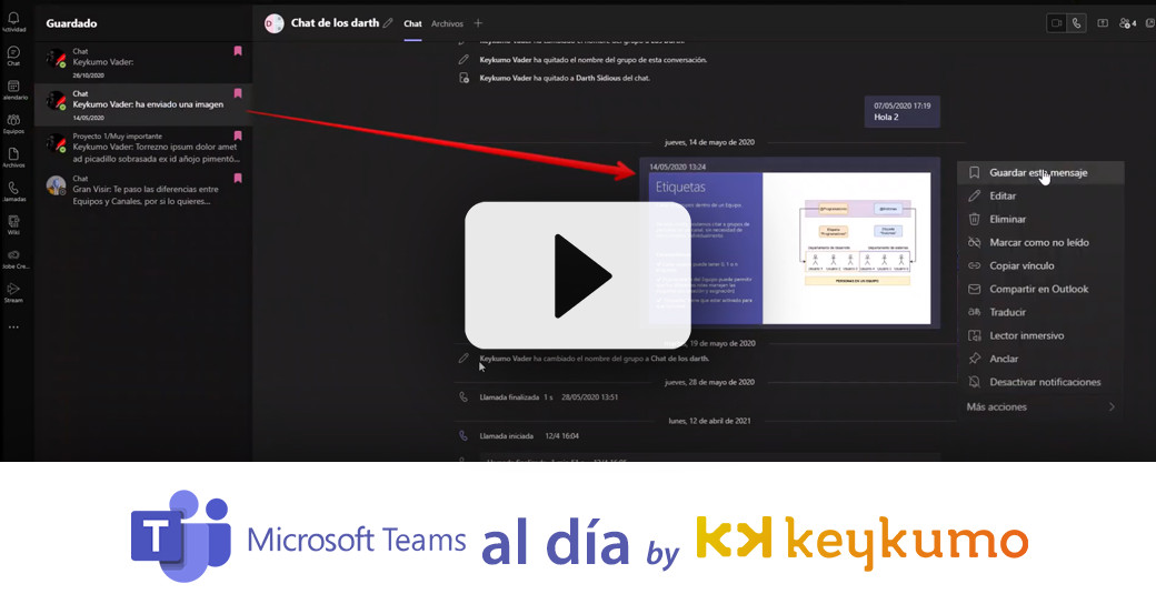 Cómo guardar mensajes en Microsoft Teams