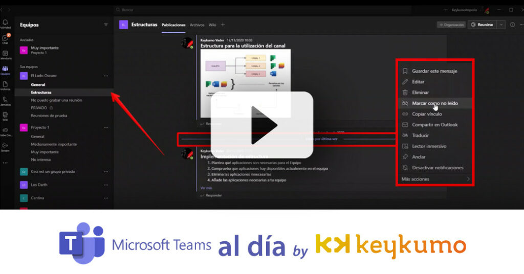 ¿Cómo marcar un mensaje como no leído en Microsoft Teams?