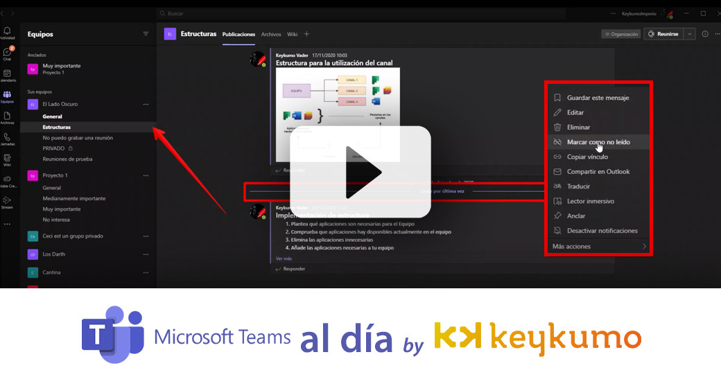 ¿Cómo marcar un mensaje como no leído en Microsoft Teams?