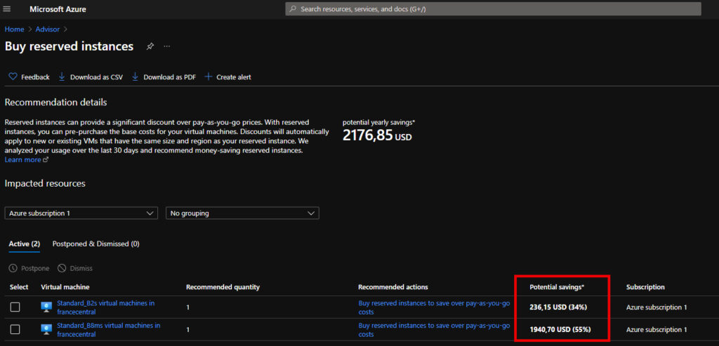 Microsoft Azure Buy Reserved Instances